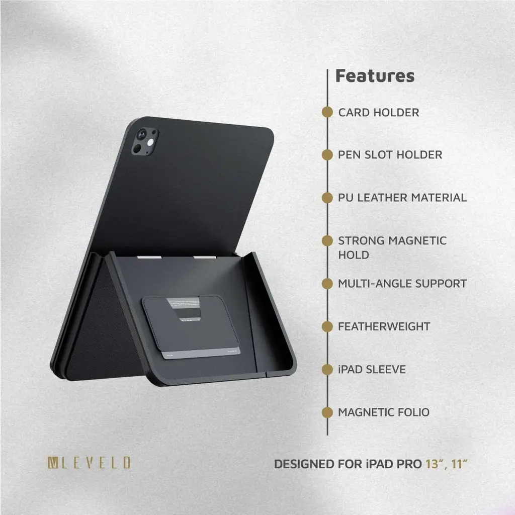 Levelo Omni 4 In-1 Case With Built-In Hand-Grip For iPad - Black.webp