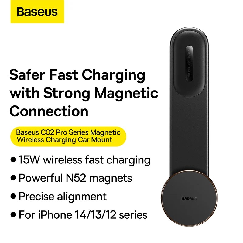 Baseus Magnetic Wireless Charging Car Mount C02 Pro Black