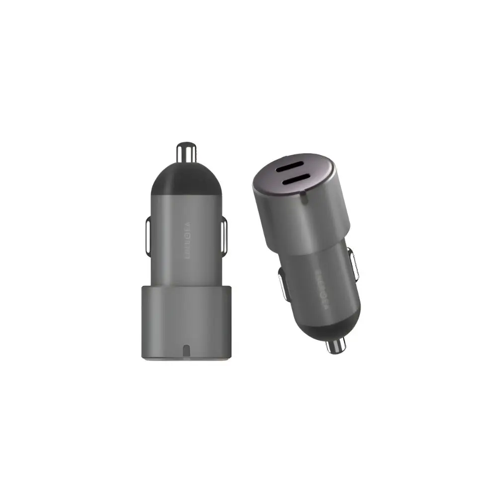 ENERGEA ALU DRIVE D60, 2 USB-C PD/PPS ALUMINIUM 66W CAR CHARGER - GUNMETAL