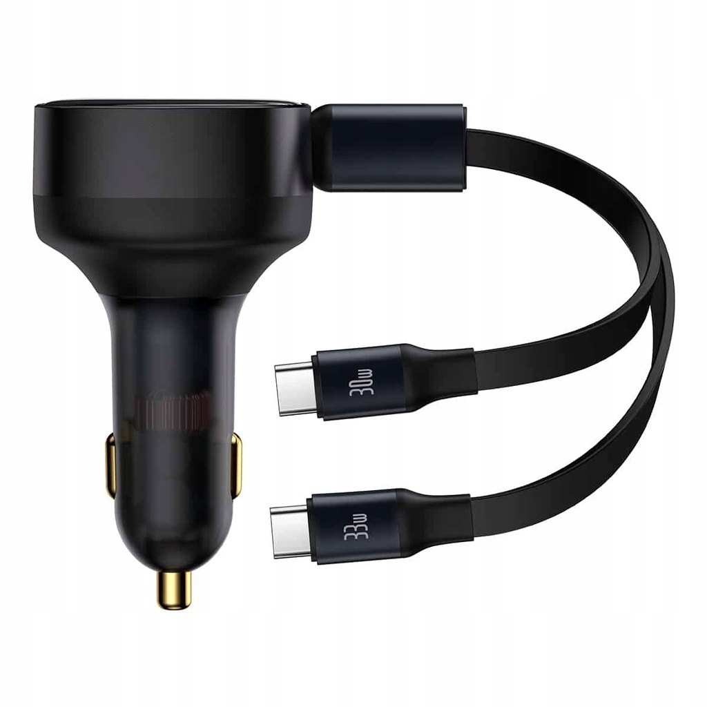Baseus Car Charger Retractable Dual PCS 2 Type-C 33W Black EAN/UPC 