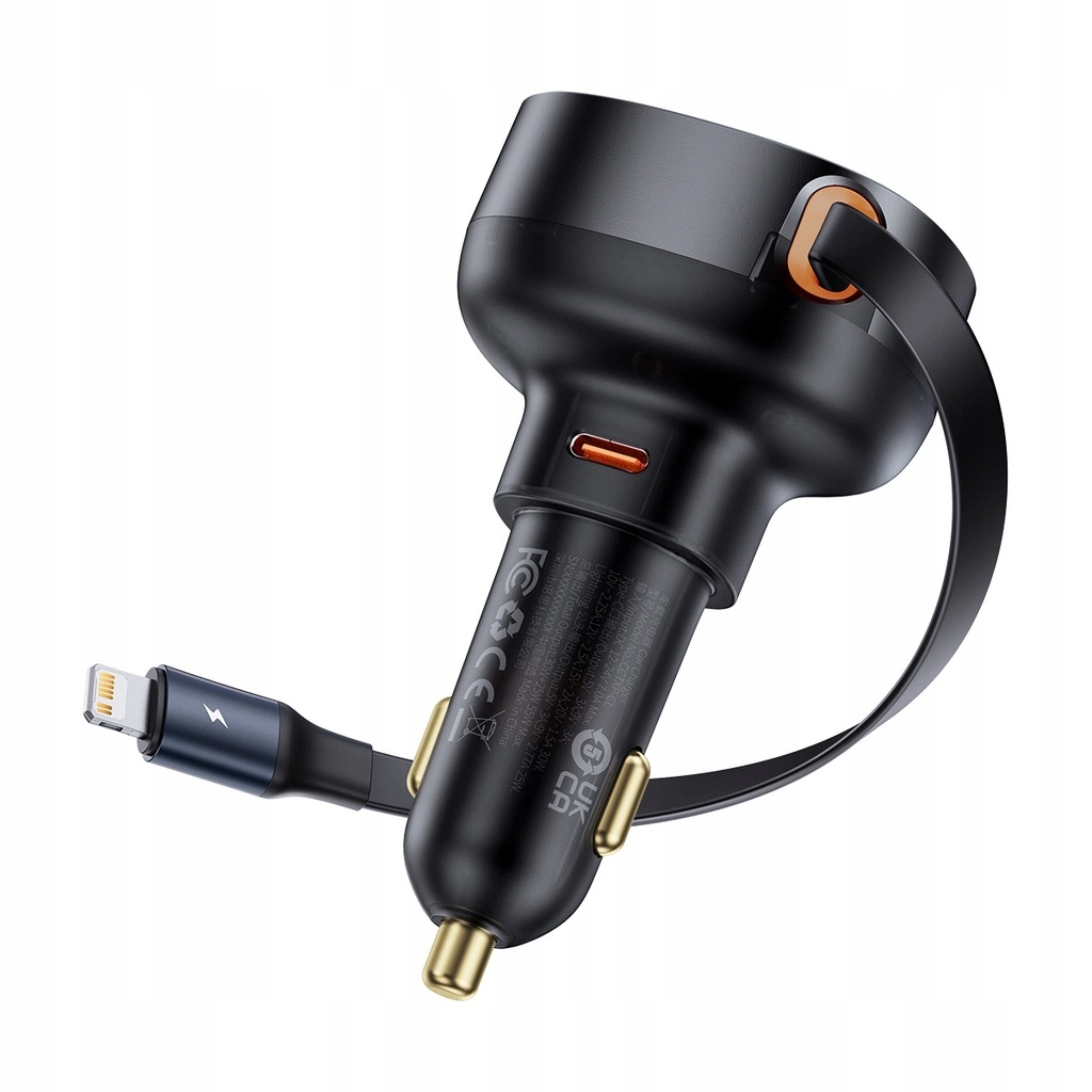 Baseus Car Charger Retractable PCS 2 Lightning 55W Black EAN/UPC 