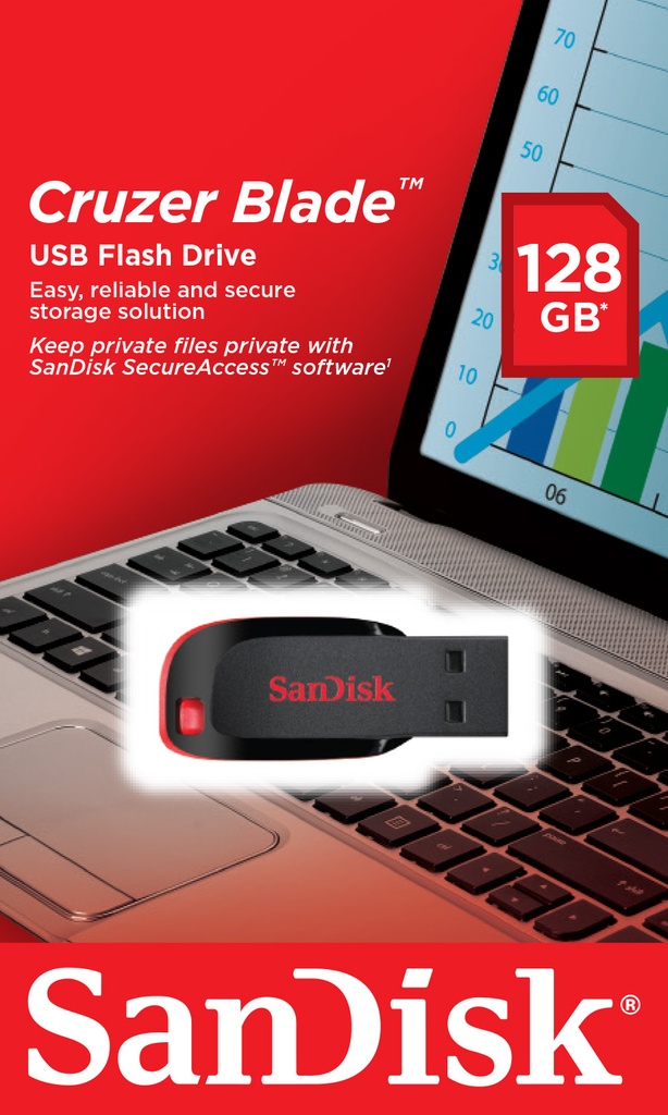 SANDISK CRUZER BLADE FLASH DRIVE 128GB