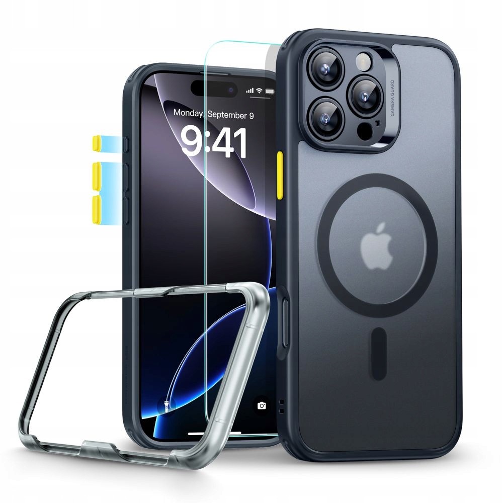 ESR Classic Pro Case (HaloLock) Set, Compatible with iPhone 16 Pro Max Black Magsafe Case & Screen Protector 