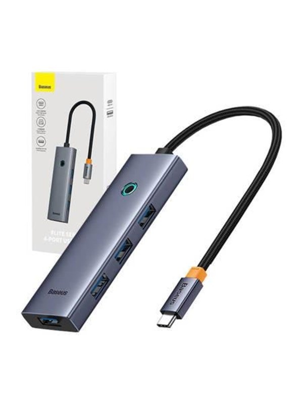 BASEUS USB-C 4 IN HUB -PORT GREY