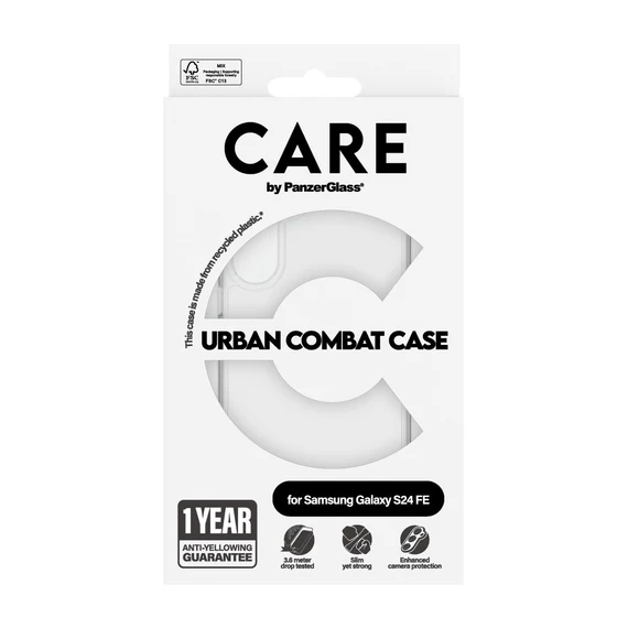 [1466] CARE by PanzerGlass® Flagship Case Transparent Urban Combat w. Clear Frame Samsung Galaxy new S24 FE 2024