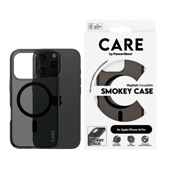 [1350] CARE by PanzerGlass® Case Flagship Smokey w. MagSafe iPhone 16 Pro