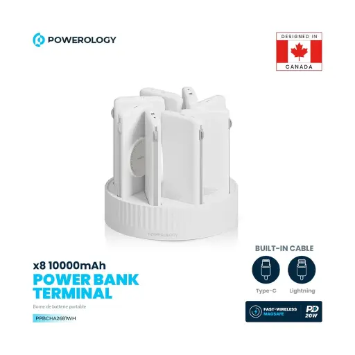 [PPBCHA2681WH] Powerology 8* 10000mAh Powerbank Terminal

